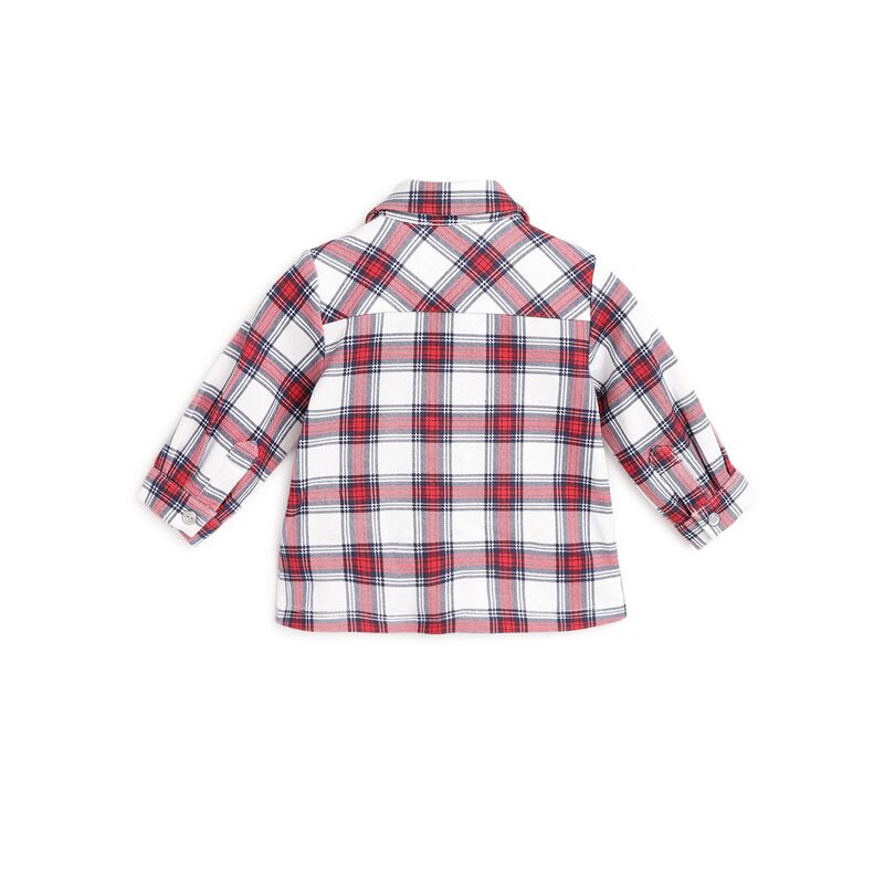 Boys Medium Blue Checkered Shirt with Long Pant image number 3
